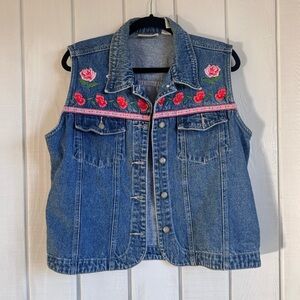 Vintage Bill Blass Floral Embroidered Custom Denim Vest